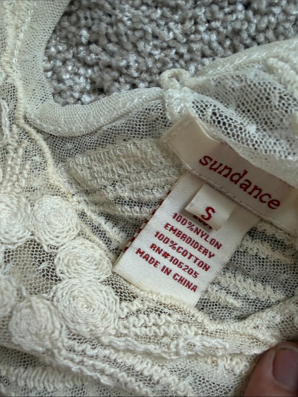 Sundance Catalog Sheer Ivory Floral Lace Long-Sleeve Women's Top size Small - Picture 2 of 6